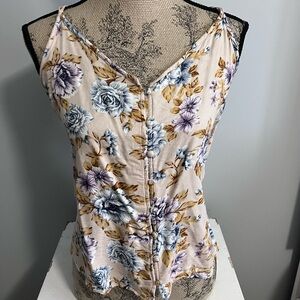 American Eagle Outfitters Floral Camisole in Cream and Blue